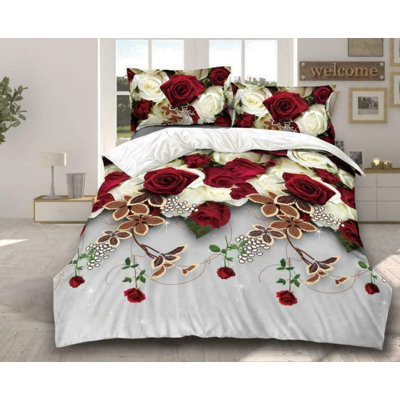 Chivers Polyester Floral Duvet Cover Set with Pillowcases