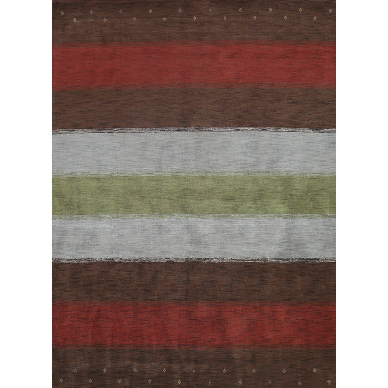 Tapis multicolore en laine noué à la main de conception unique 8 pi 0 po x 10 pi 0 po Maheema