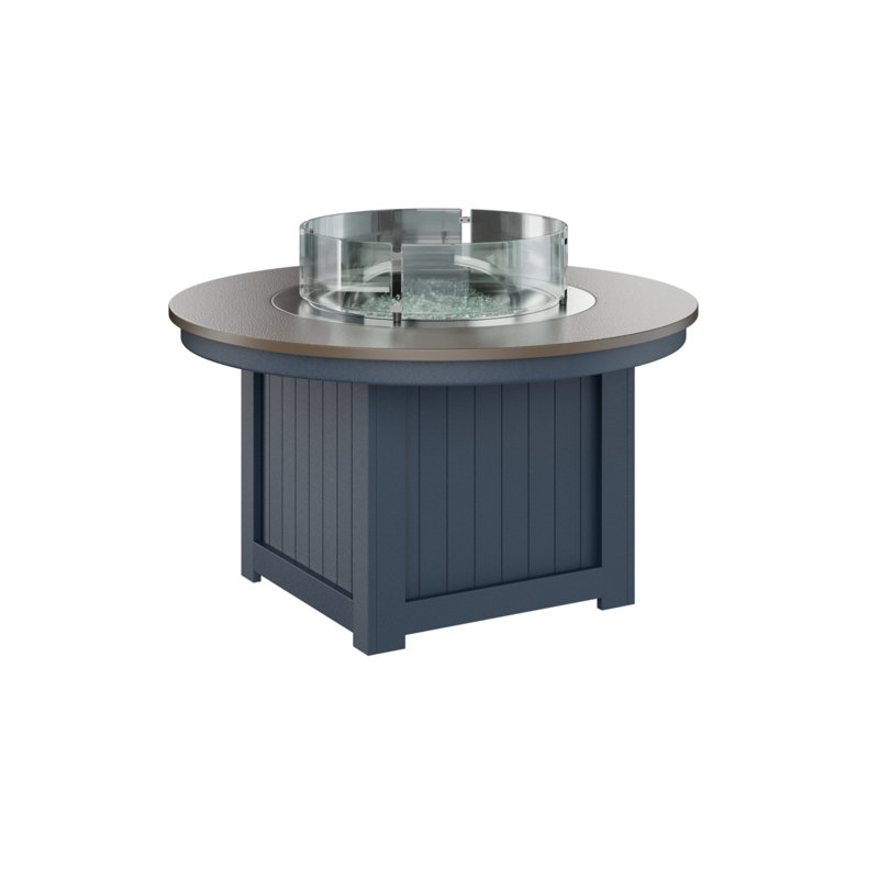 Foyer de table rond Berlin Gardens Donoma, H 25 po x l 44 po x P 44 po, Bronze martelé avec base bleu marine
