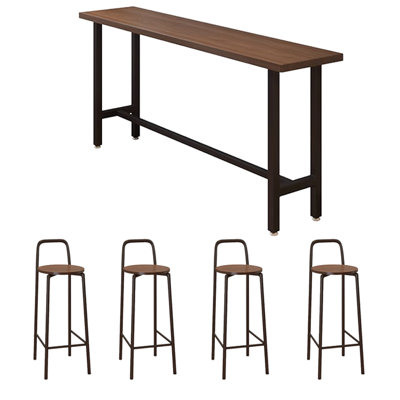 Tables et chaises de bar simples en bois massif