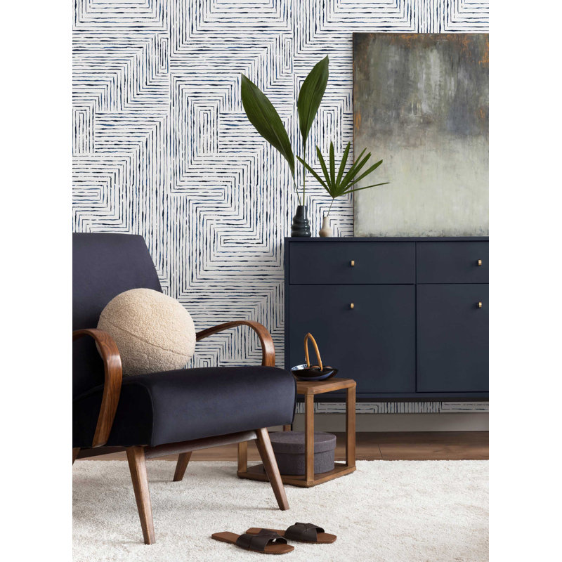 Rouleau de papier peint adhésif L 18 pi x l 24 po, Indigo