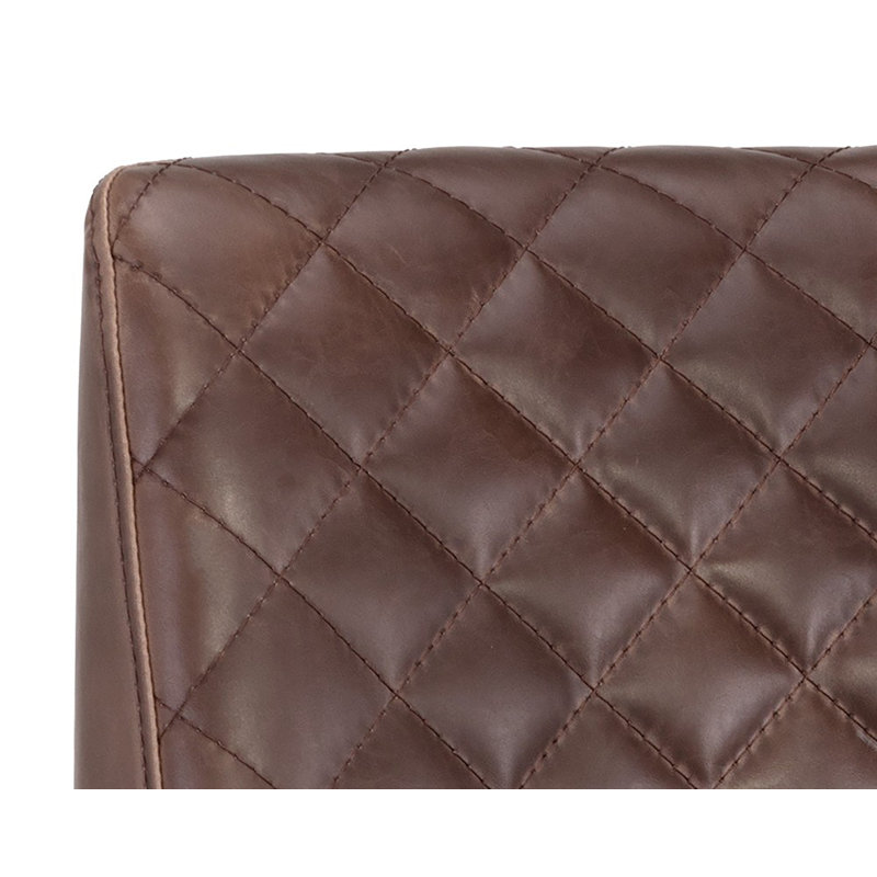 5West Upholstered Stool with Metal Frame, Antique Brown Faux Leather, Bar Stool (30" Seat Height)