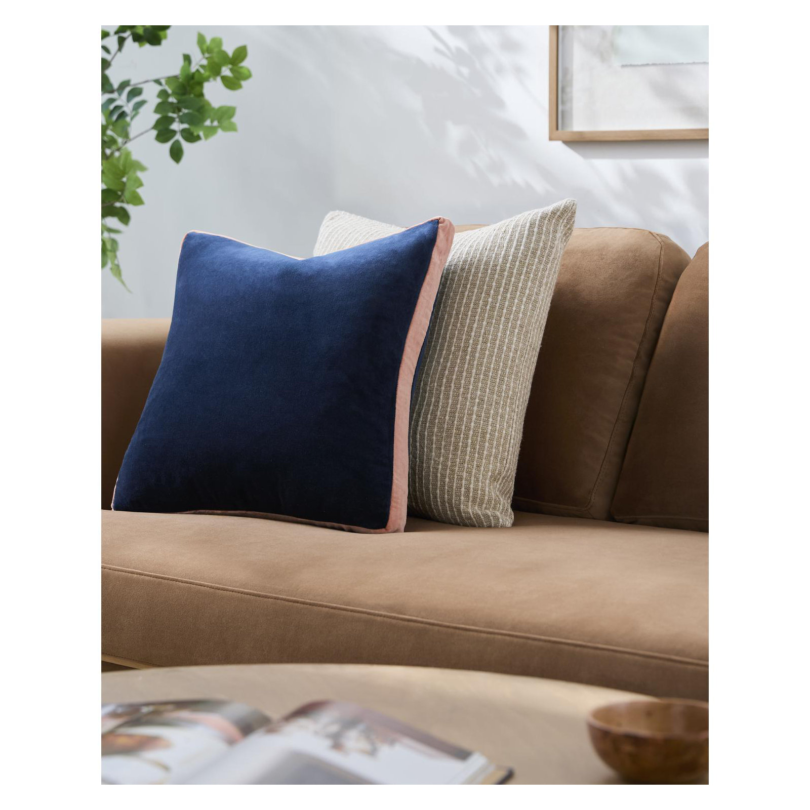  Nicholas Cotton Throw Pillow, 18" x 18", Pillow Cover Only - No Insert, Navy/Pink