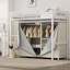 Lit mezzanine en métal avec garde-robe et tablettes de rangement, blanc-1226512203