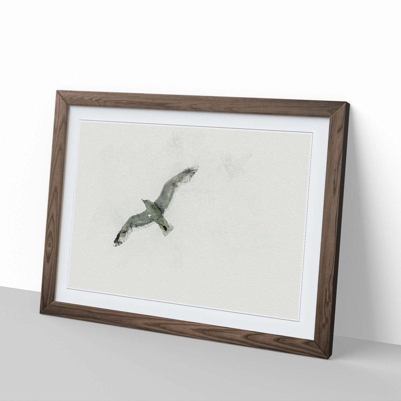 Flying Seagull in Abstract - Framed Print, Walnut, 50cm H x 76cm W x 2cm D