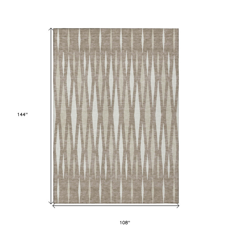Tapis intérieur / extérieur lavable beige / ivoire 9 'X 12' Taupe