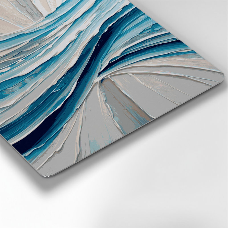 Art mural horizontal rayé bleu glacier