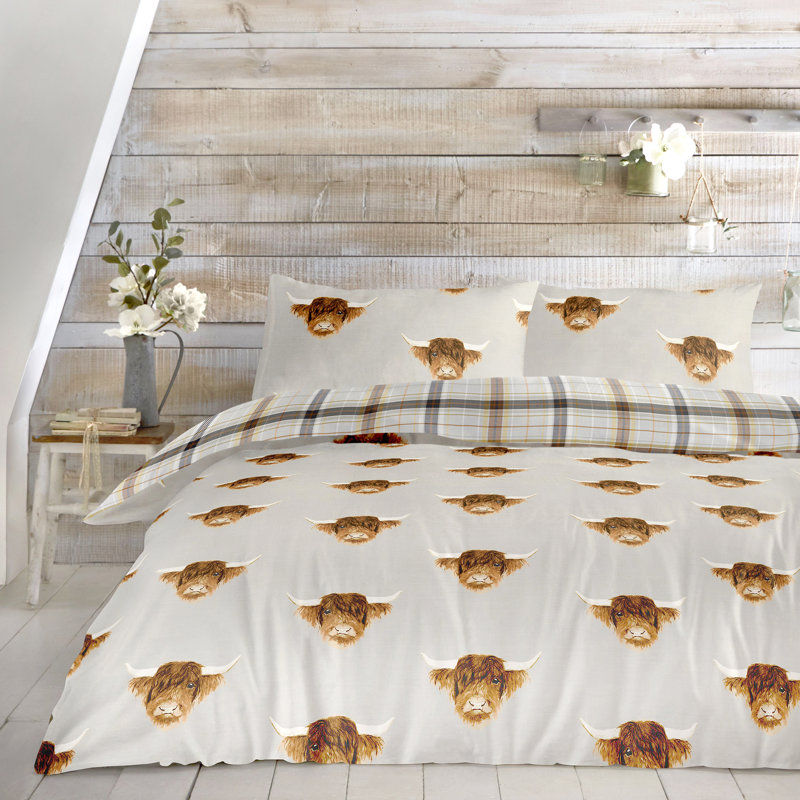 Polyester Animal Print Duvet Cover Set with Pillowcases, Super King - 2 Standard Pillowcases, Beige