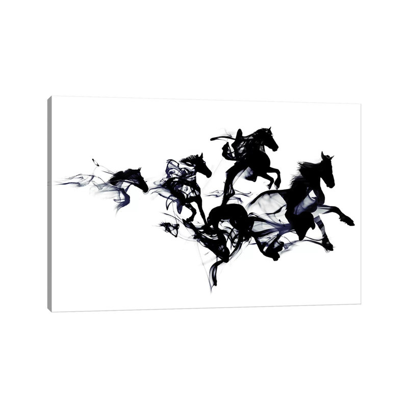 Black Horses by Robert Farkas - Wrapped Canvas Print, 20.32 cm H x 30.48 cm W