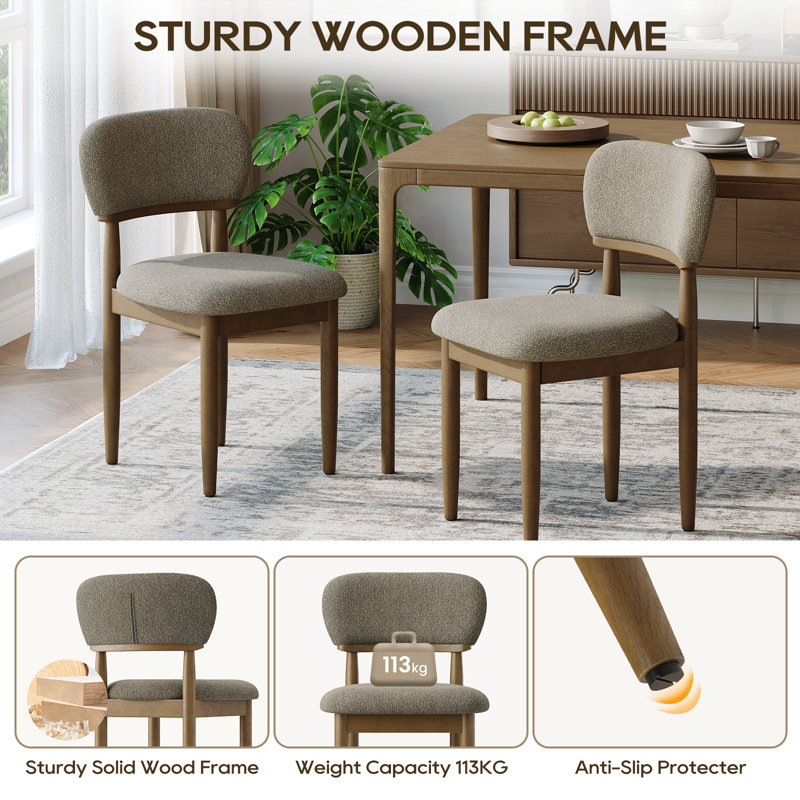 49 cm H Upholstered Chenille Dining Chair, Camel