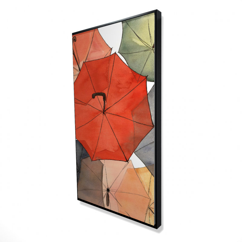 The umbrellas of petit champlain - 24"x48" Framed canvas