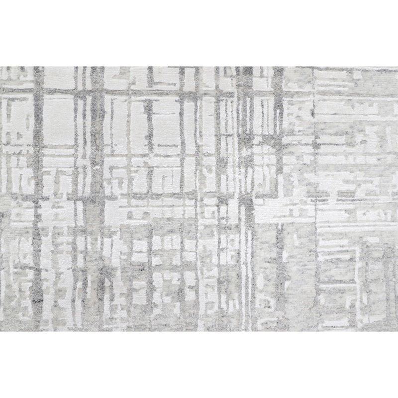 Tapis ivoire noué à la main de haute qualité, Rectangle 5 pi 9 po x 8 pi 9 po