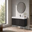 Meuble-lavabo autoportant de 48 po avec lavabo en résine, 3 portes à fermeture en douceur, armoire de rangement en contreplaqué chêne foncé pour la salle de bain, chambre principale