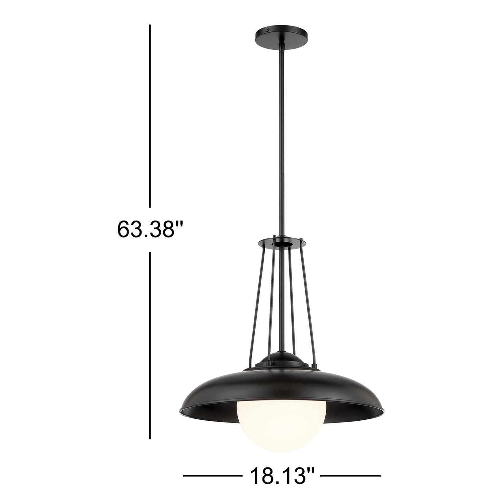 Single Light Glass Dimmable Pendant, 19.63" H x 18.13" W x 18.13" D