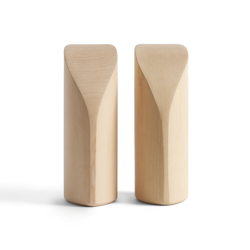 Pi Solid Wood Bookends, Cream