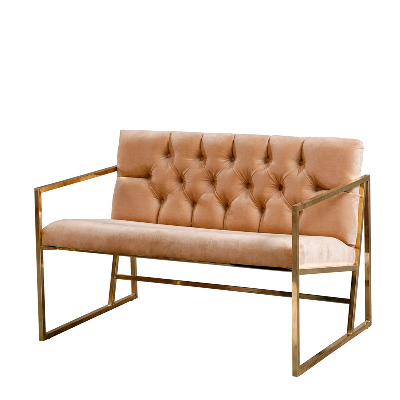 2-Seat Sofa, Gold, Light Brown