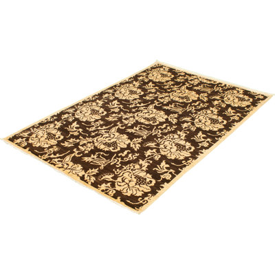 One-of-a-Kind 5'11" X 8'10" New Age Wool Area Rug in Brown/Cream/Dark Brown