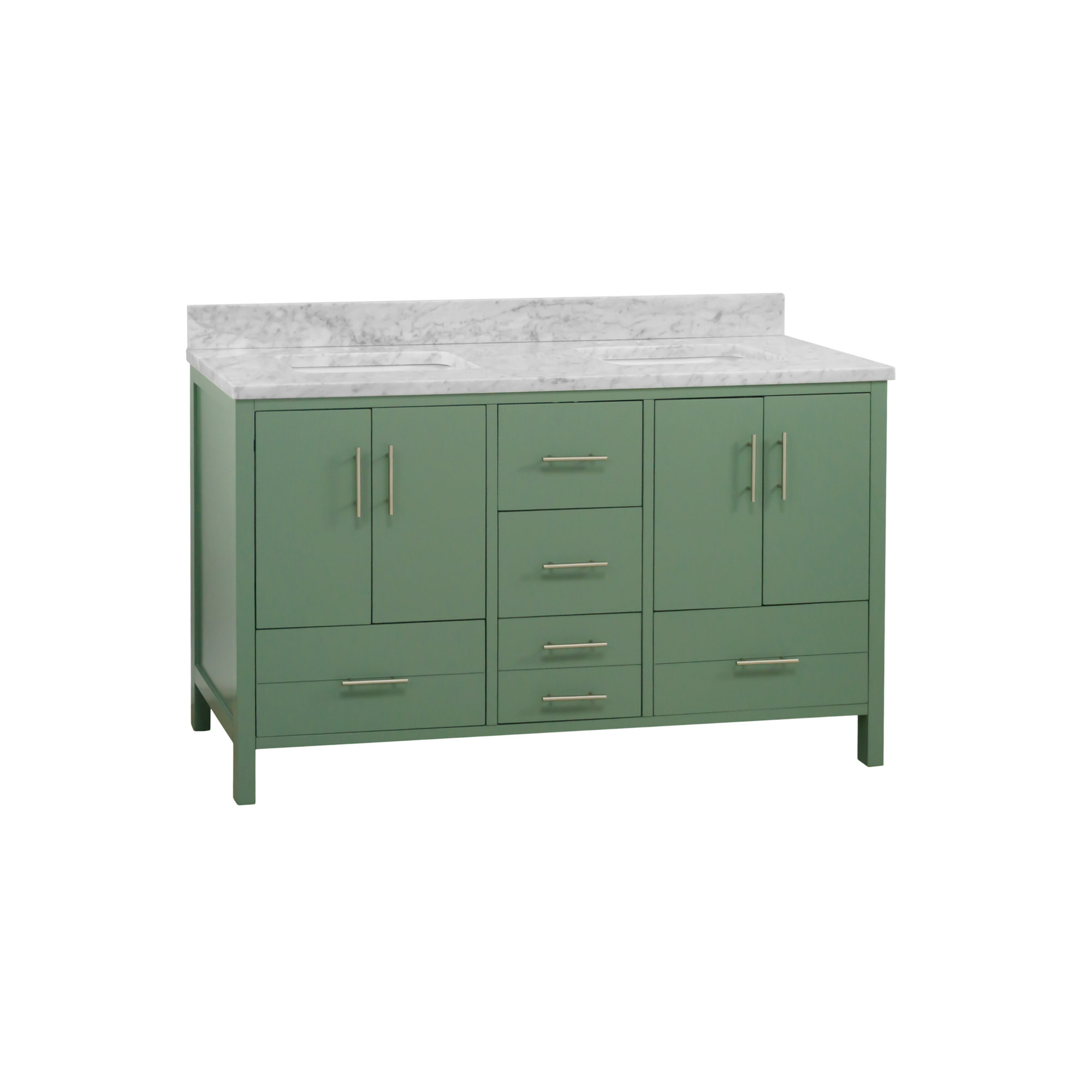 Kiara 60'' Double Bathroom Vanity, Carrara Marble, Sage Green