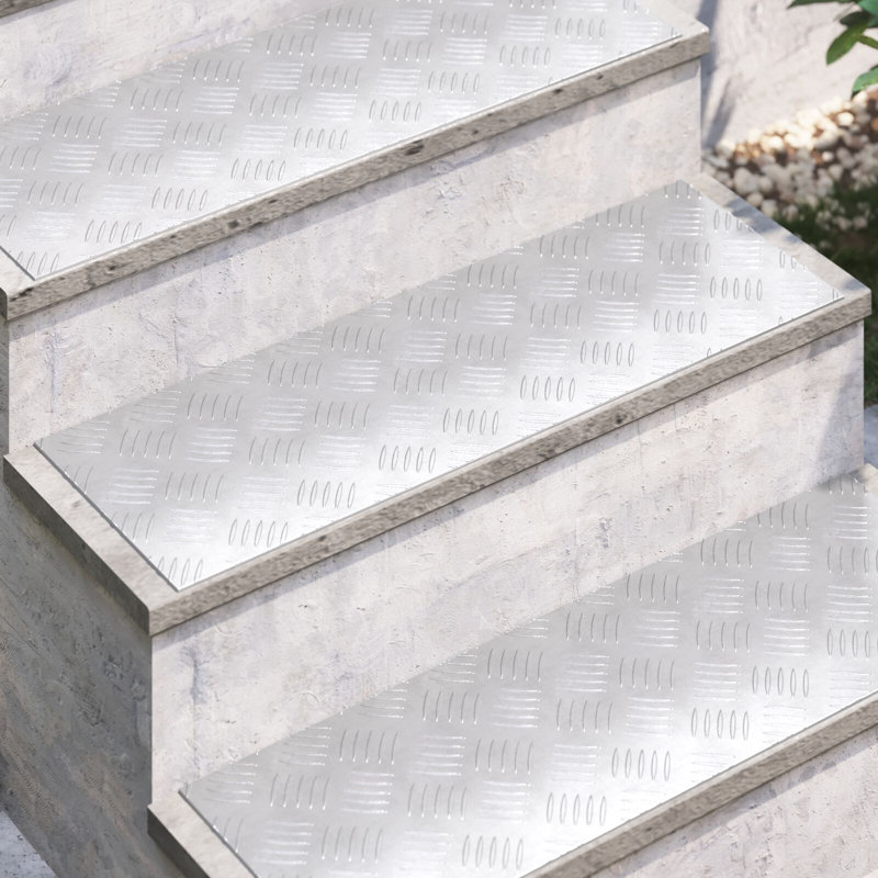 Aluminium Non-Slip Stair Treads, Silver, Rectangle 25cm x 75cm