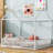 White Metal Full Size House Bed With Fence & Door-1205147437