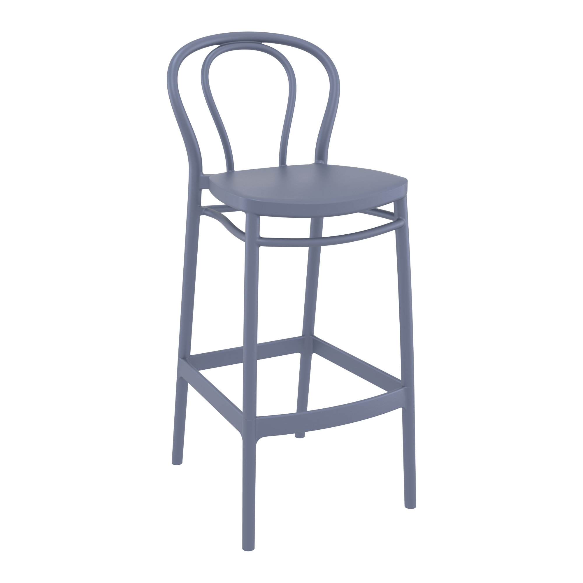Farrah 41.7'' Solid Back Outdoor Bar Stool, Dark Gray, Bar Stool (29.5" Seat Height)