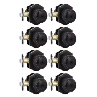 Paquet de 8 boutons de porte en bronze huilé, boutons de porte d'intimité pour la chambre et la salle de bain, boutons de porte classiques en bronze huilé