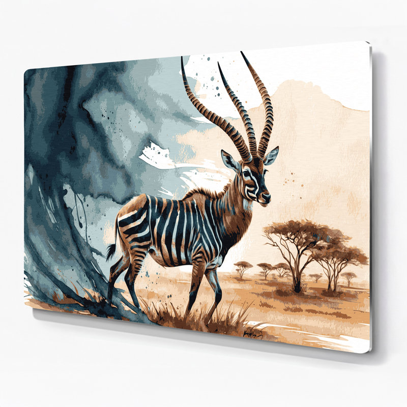 Faune, art mural beige en métal Kudu, H 24 po x l 36 po