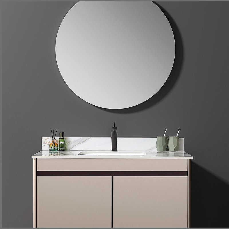 43-inch marble dressing table top, bathroom dressing table top with undermount rectangular sink and 4-inch high backboard