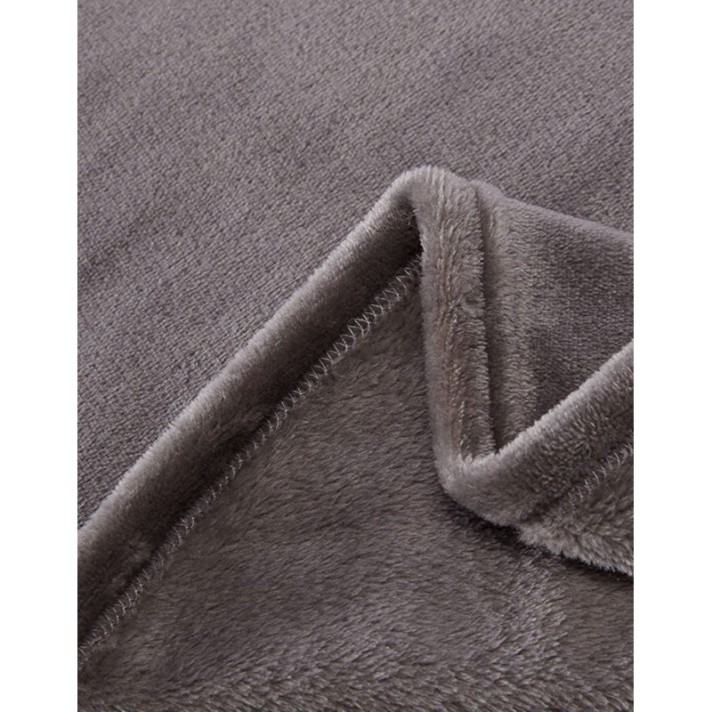  Soft Fuzzy Throw Flannel Blanket, 90" W x 90" L, Gray