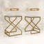 Clear Glass Nesting End Table Set, Golden Leg Accent Tables for Contemporary Interior Spaces