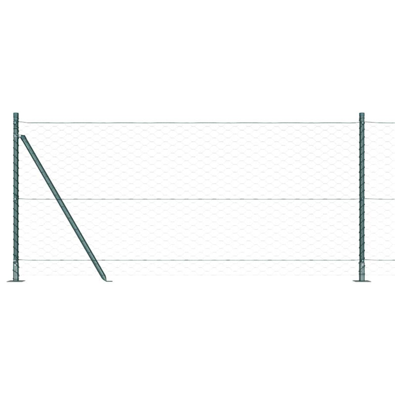 Vidaxl Fence With Posts PVC-Coated Steel, Green, 100cm H x 1000cm W x 3.2cm D