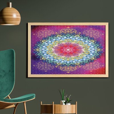 Ambesonne Mandala Wall Art With Frame, Arrangement With Geometric Zigzag Shape And Blossoming Flowers Bohemian Oriental, Printed Fabric Poster For Bat -  East Urban Home, 22C7BFABE6954B8A90A49FD575649FFD