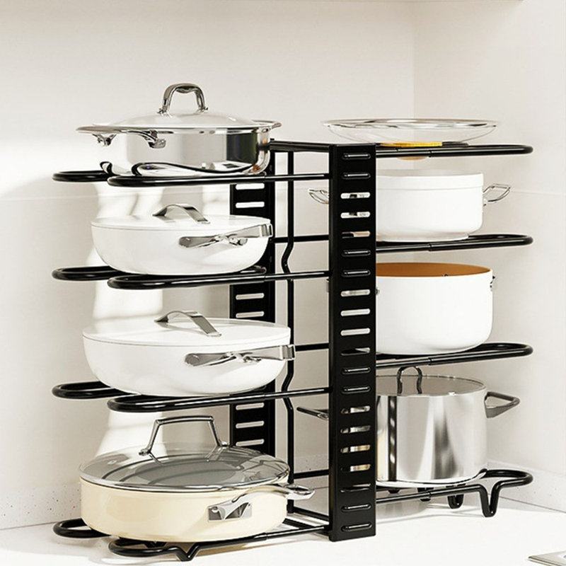 Rangement à 8 étages pour casseroles et couvercles réglables