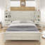 Lit plateforme King style ferme Coey avec tête de lit, étagères, station de recharge et tiroirs, blanc rustique-910093621-916422826