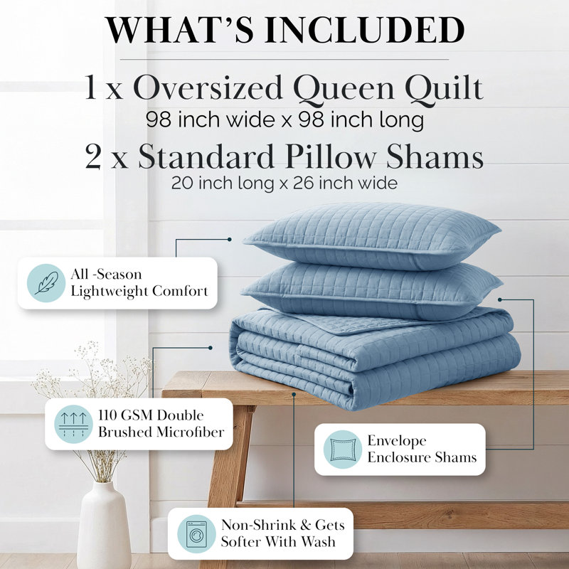 Ensemble de courtepointe surdimensionnée Southwest Fine Linens, Courtepointe double/grand et 2 taies décoratives