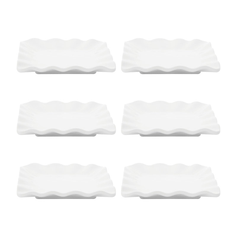 6-Piece White 5.5 inch Square Plate