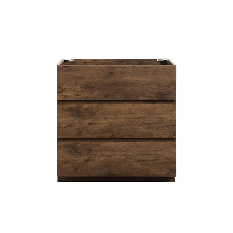 Armoire de plancher - noyer, 3, sans lavabo, élégance moderne, couleur de noyer Smooth Move, 30", Noyer