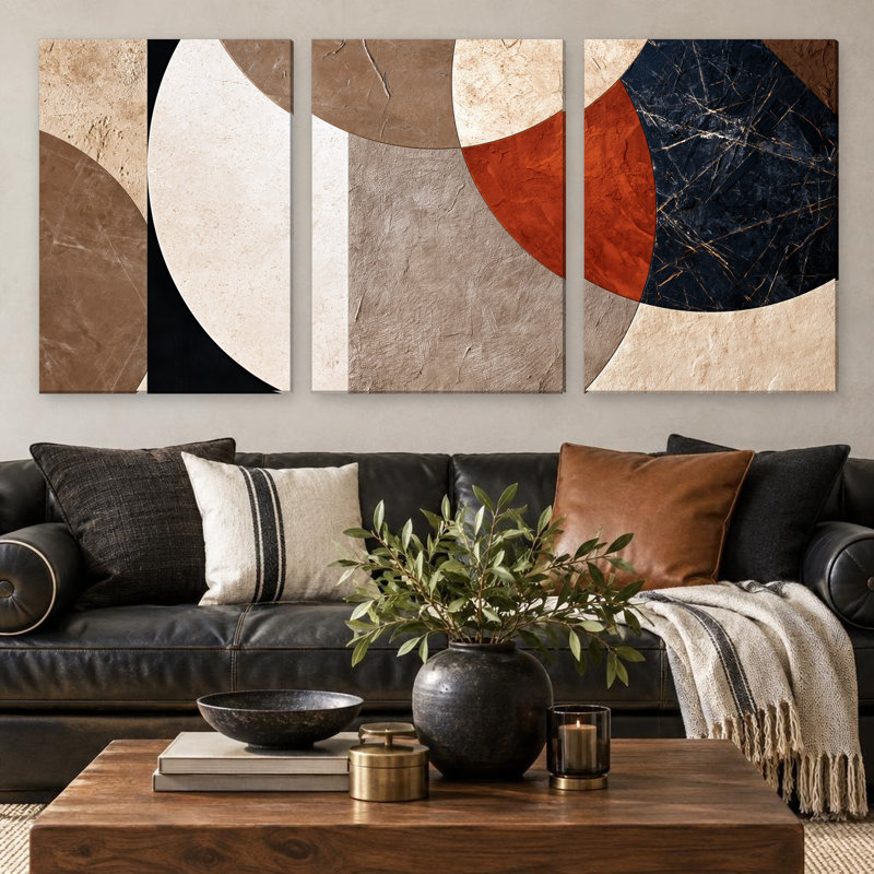 Illustration murale de 3 pièces exubérante et vibrante avec des rayures et des rayures pour de grandes cuisines, décorations sur toile pour le salon, la chambre à coucher et le bureau