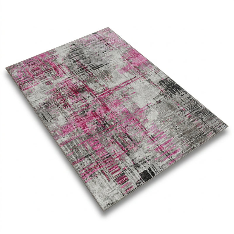 Tapis gris et fuchsia Asteria