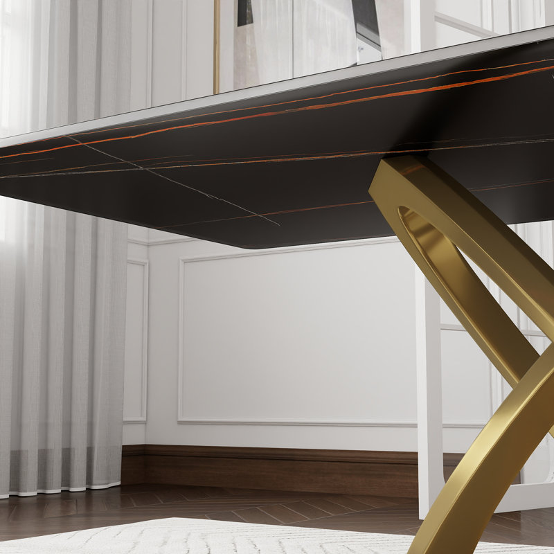 Ensemble de table de salle à manger moderne 7 pièces Zagan, Noir, Blanc / Gris / Noir, H 29,53 po x L 63 po x P 35,43 po