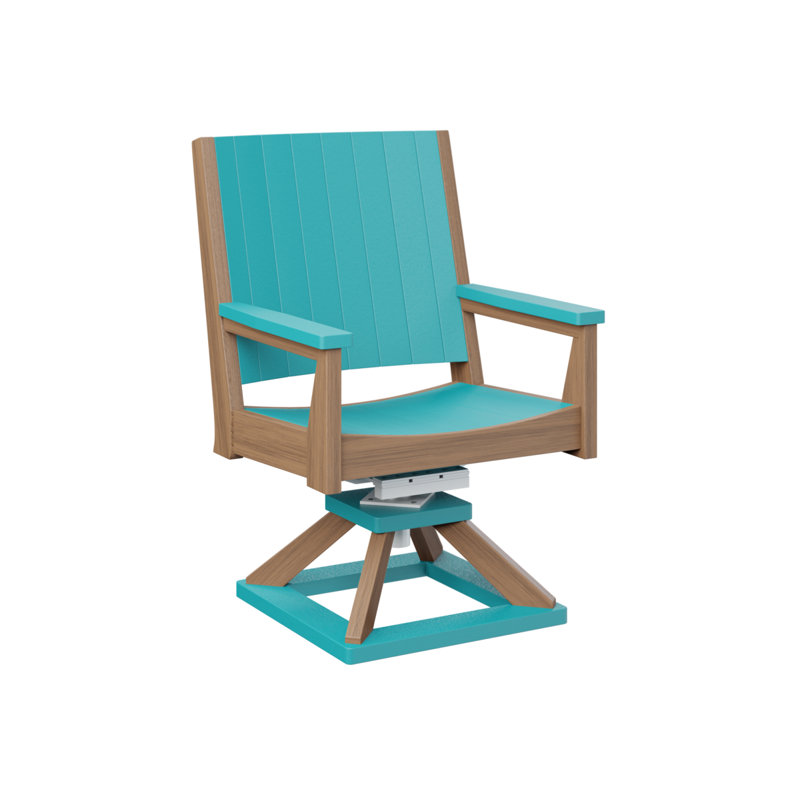 Chaise berçante berçante pivotante Berlin, Blue/Antique Mahogany