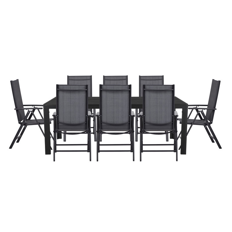 Jahairy 8 - Person Patio Dining Set with Rectangular Table, Grey