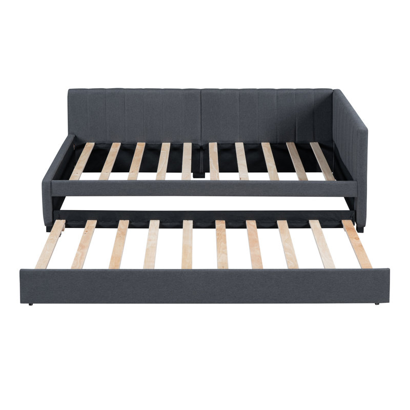 Lit de jour d'intérieur rembourré avec couchette, H 30,28 po x l 79,08 po x P 42,88 po, Gris