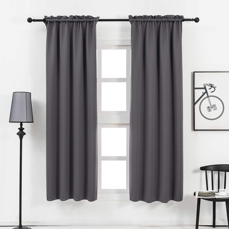 Blackout Curtain Pair, Gray, 38" W x 72" L