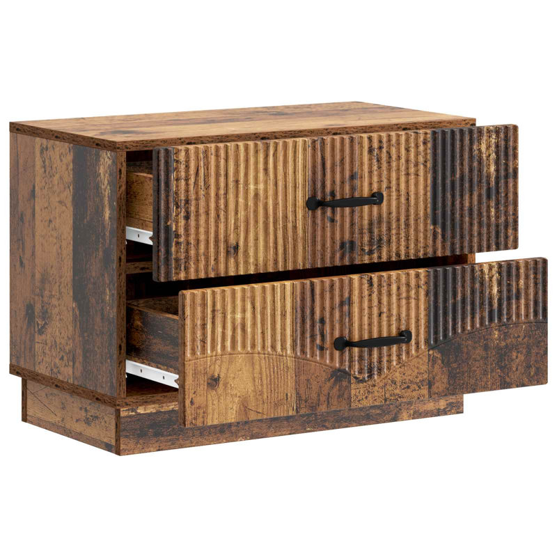 62cm W Manufactured Wood Bedside Table, Old Wood
