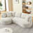 Luxury 4 - Seat L Shape Sectional Sleeper, Corduroy Fabric, Cream, Sponge Support, No Assembly For Living Room Curved Corduroy, Pocket Spring, Reception