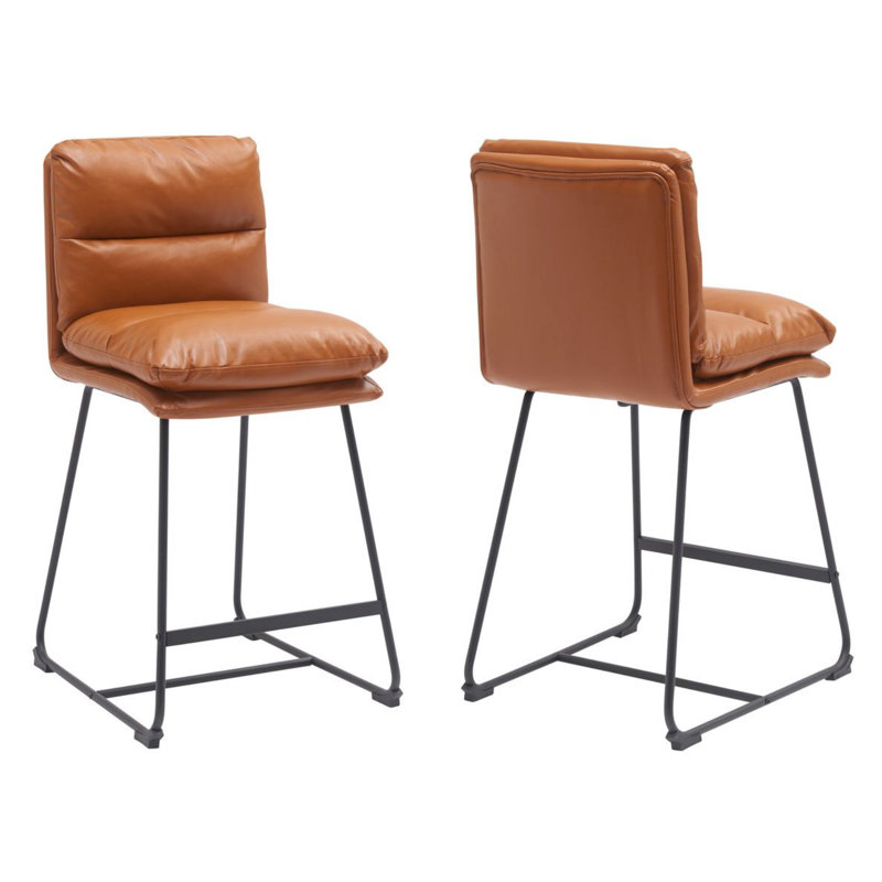 Marlow 26" Tan Faux Leather Counter Stool (Set Of 2), Tan