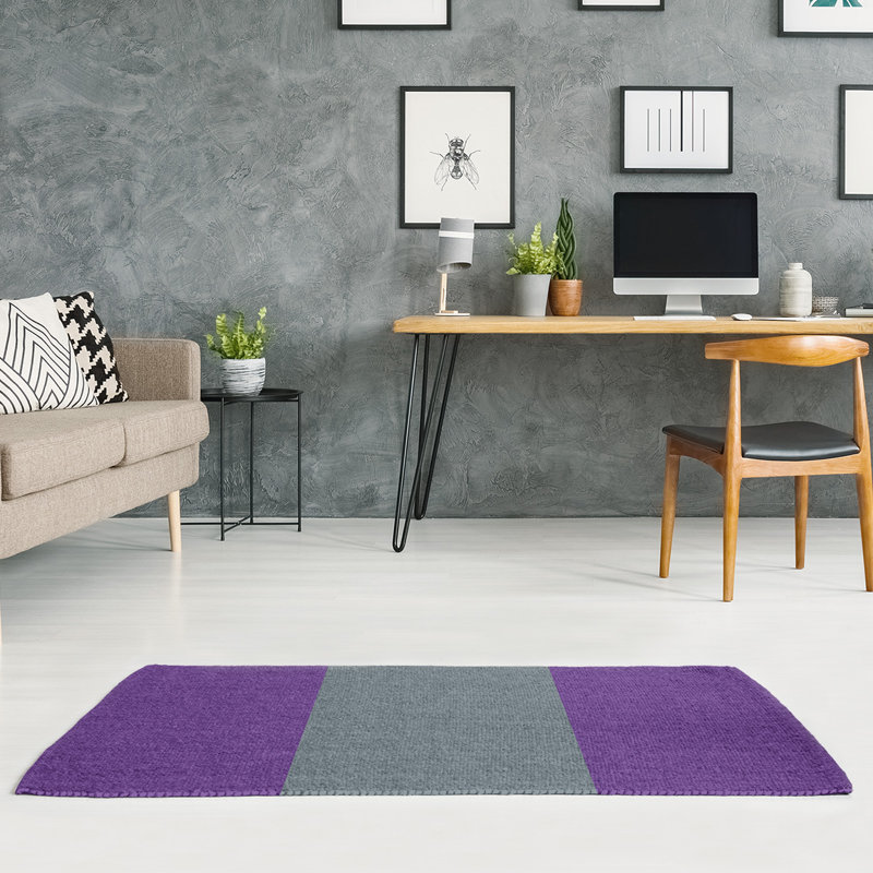 Tapis mauve rayé/gris ardoise, Rectangle 8 pi x 10 pi