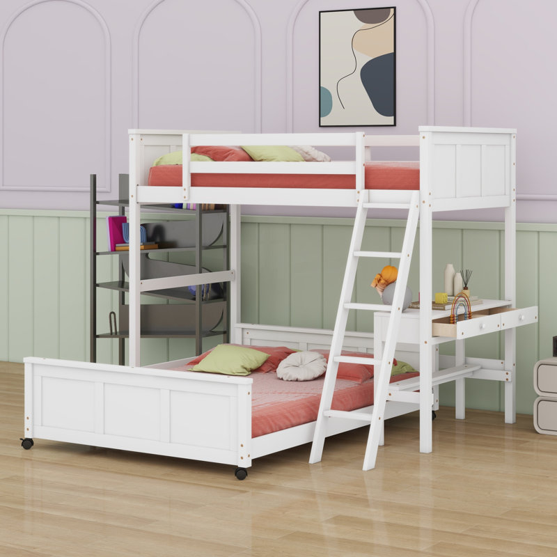 Lit superposé avec bureau, Twin Over Full, blanc