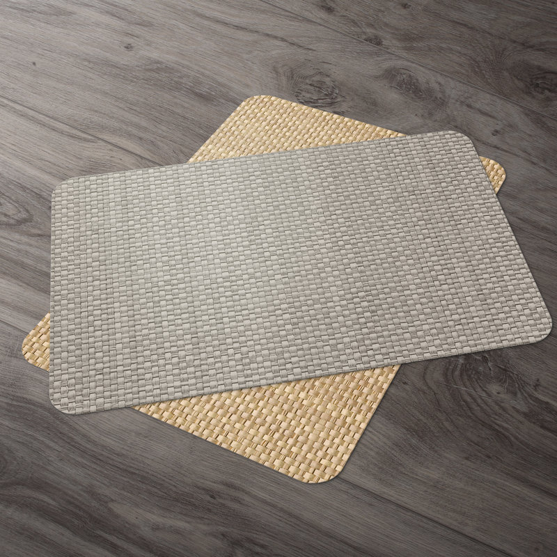 Taupe and Beige Basket Weave Plastic Rectangle Placemats, Set of 4